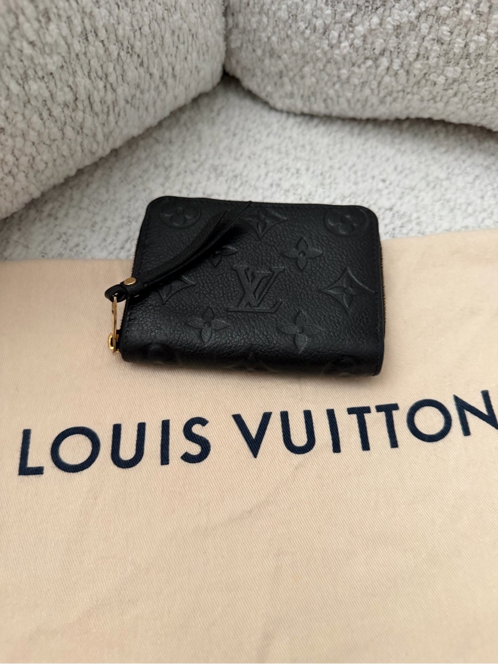 Louis Vuitton Black Embossed Monogram Zip Around Wallet